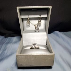 Zales White Sapphire in Sterling Silver Set